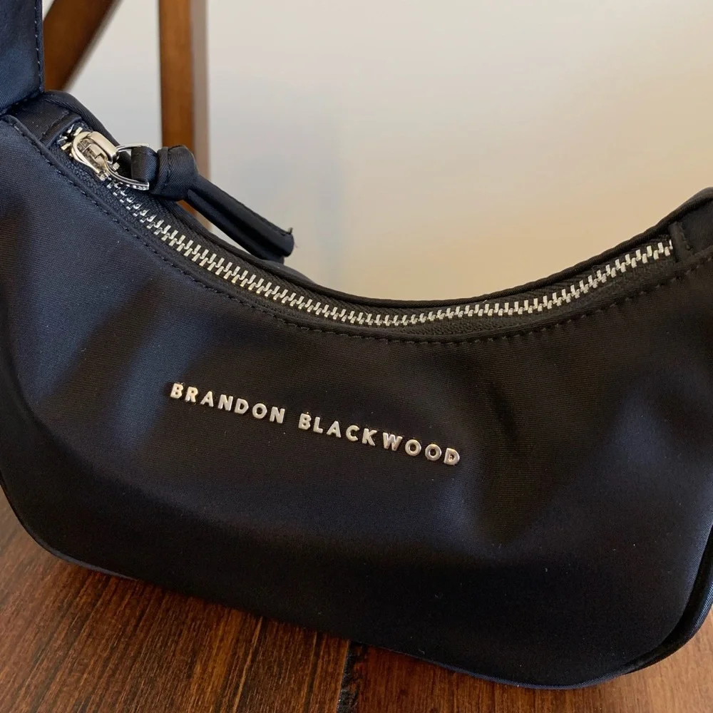 Brandon Blackwood Black Shoulder Bag with Gold Logo